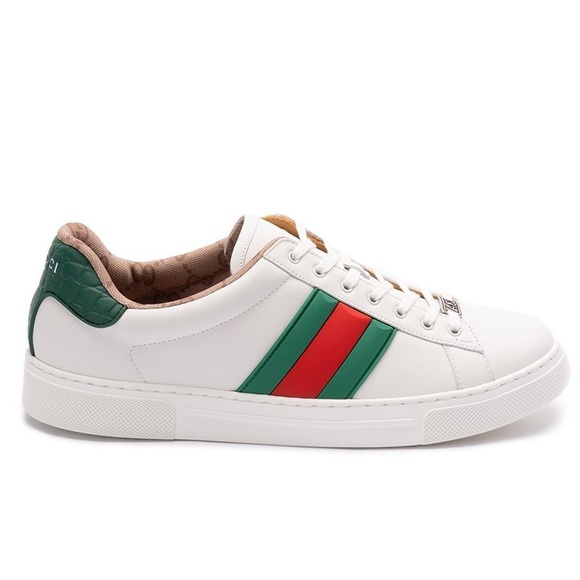 Gucci Other - GUCCI Ace web stripe leather sneakers